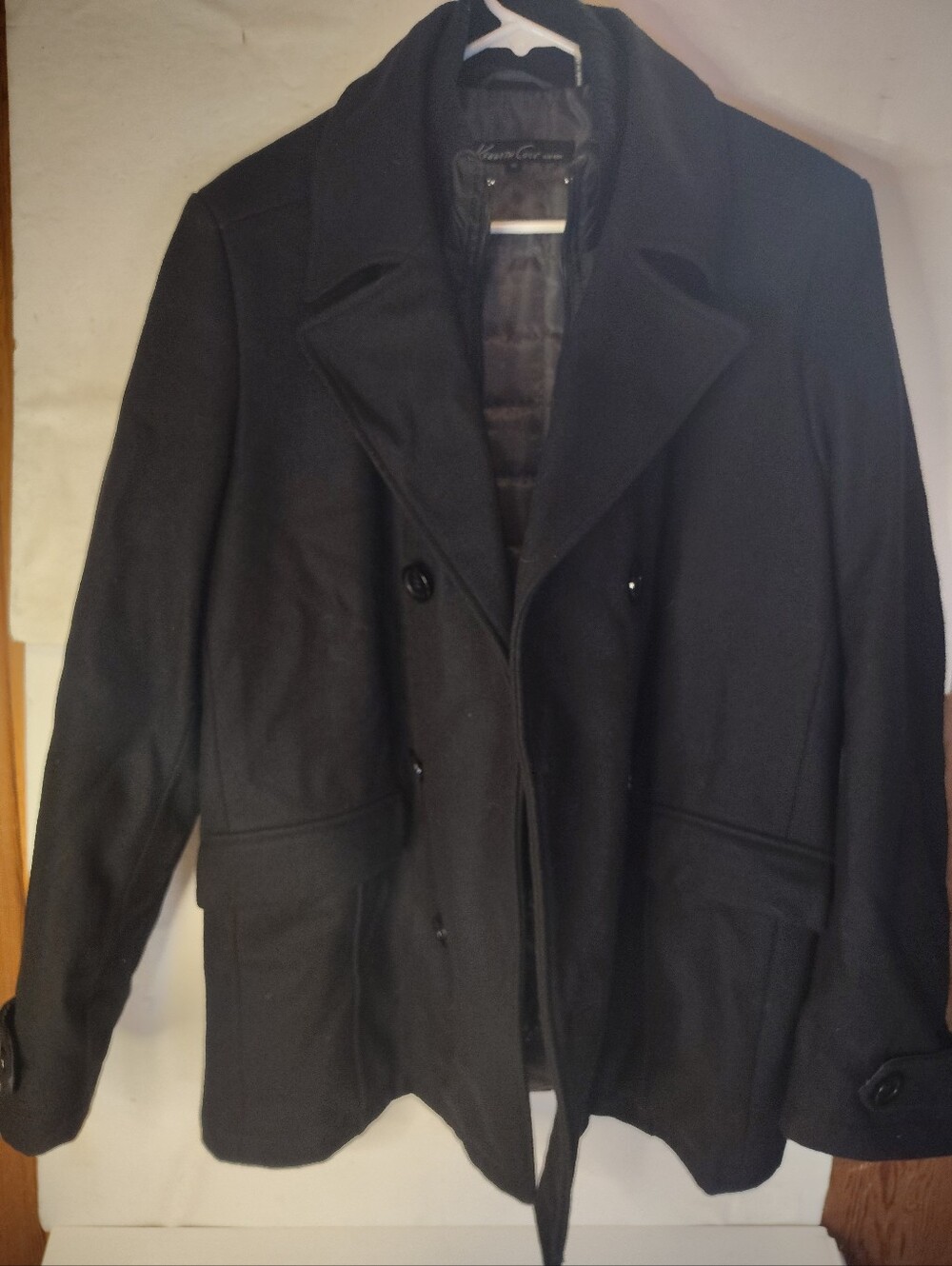 Kenneth Cole G III Pea Coat Wool Blend Black Size M